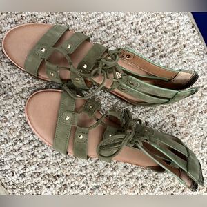 Aerosoles Lottery Mid Green Genuine Suede Sandal 8 M